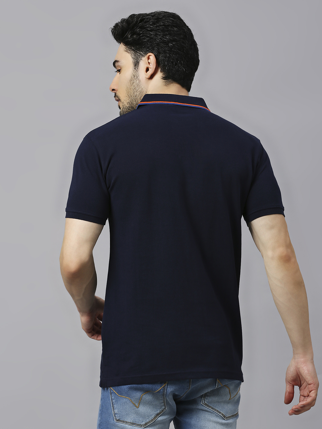 India ICC Men's T20 WC-24 Navy Blue Logo Printed Half Sleeves Polo Collar Cotton T-Shirt (4)