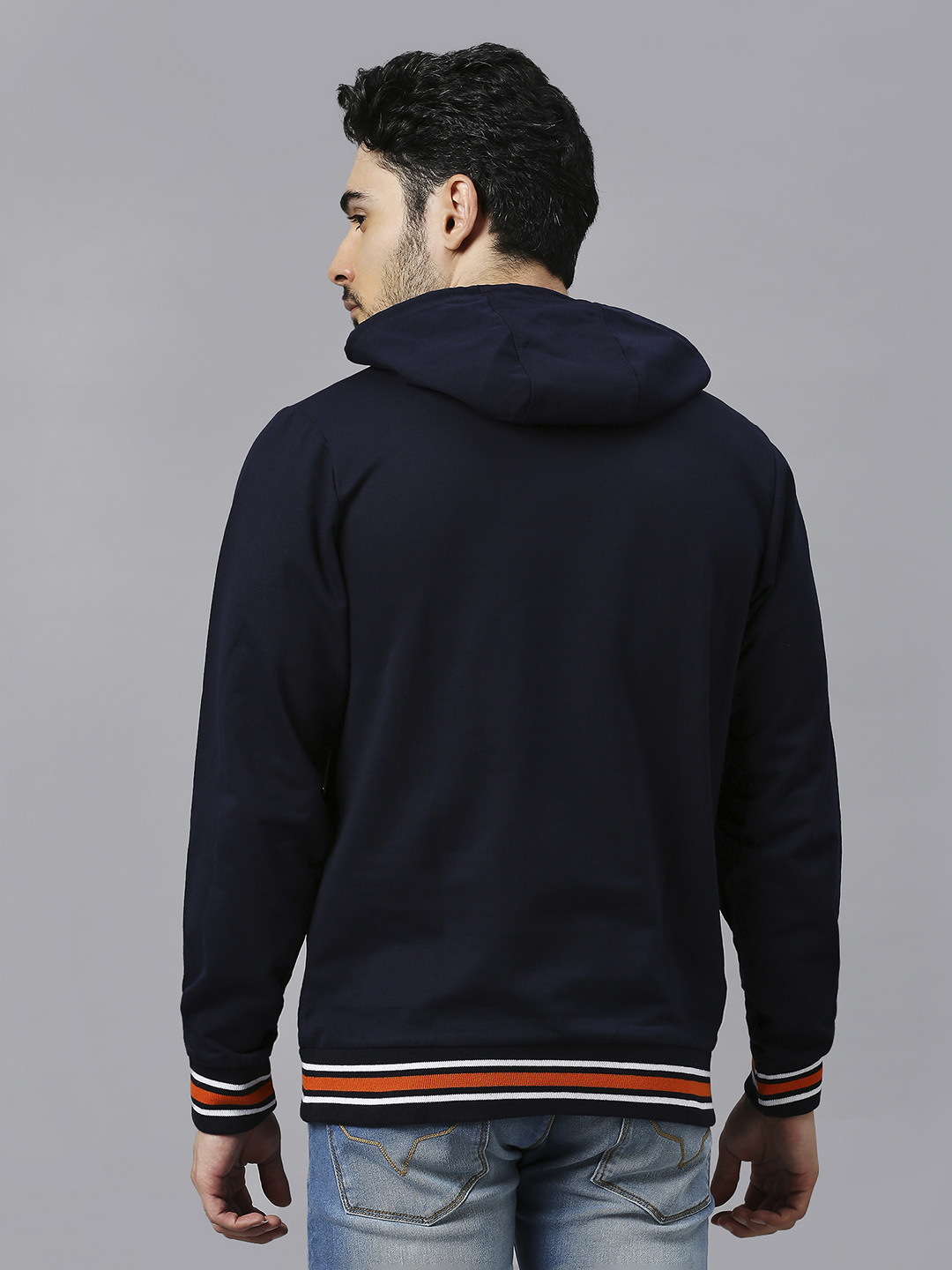India ICC Men's T20 WC-24 Navy Blue Solid Full Sleeves Hooded Sweatshirt (4)