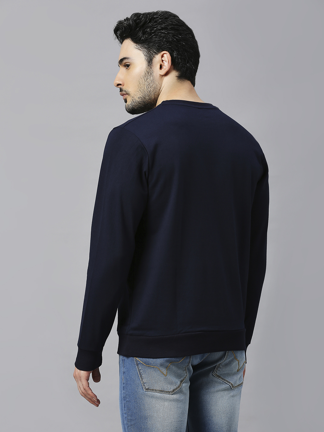 India ICC Men's T20 WC-24 Navy Blue Typography Printed Full Sleeves Round Neck Sweatshirt  (4)