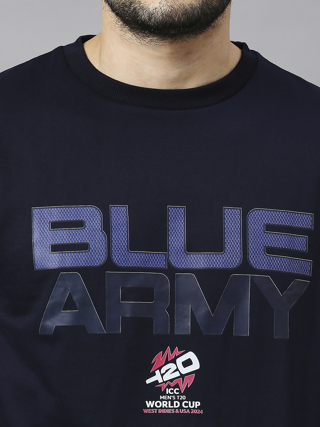 India ICC Men's T20 WC-24 Navy Blue Typography Printed Full Sleeves Round Neck Sweatshirt  (7)