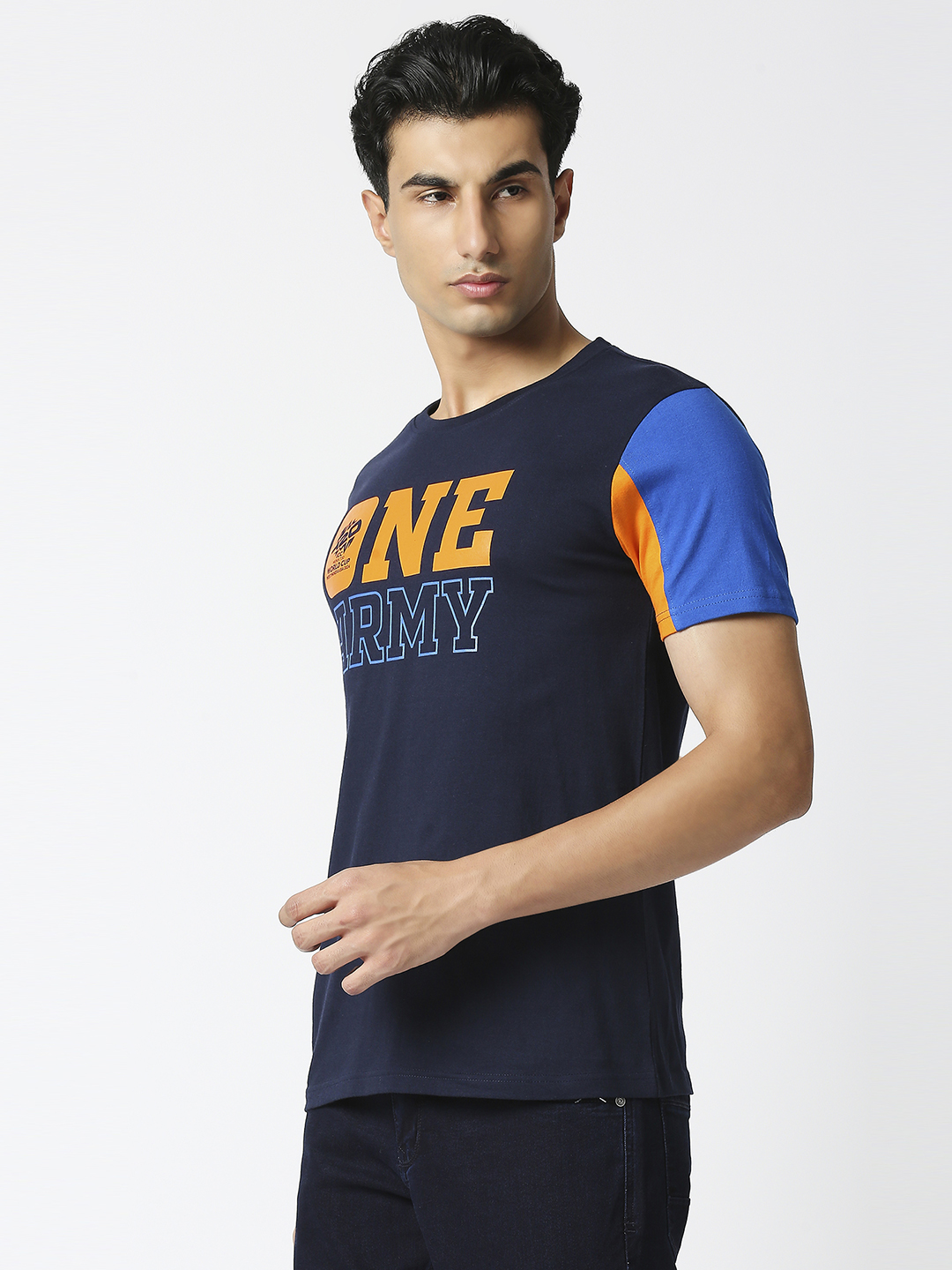 India ICC Men's T20 WC-24 Navy Blue Typography Printed Half Sleeves Round Neck Cotton T-Shirt (2)