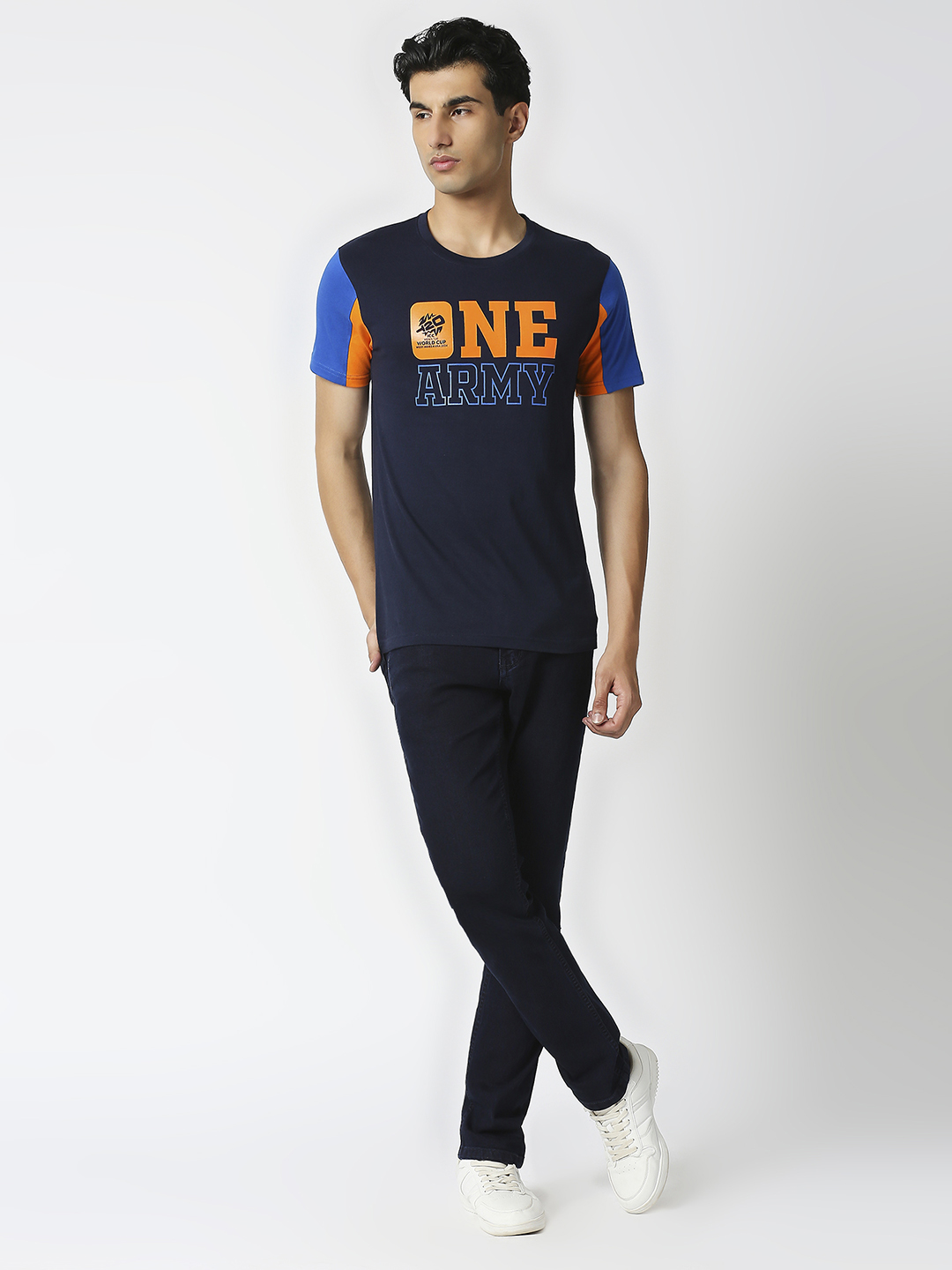 India ICC Men's T20 WC-24 Navy Blue Typography Printed Half Sleeves Round Neck Cotton T-Shirt (5)