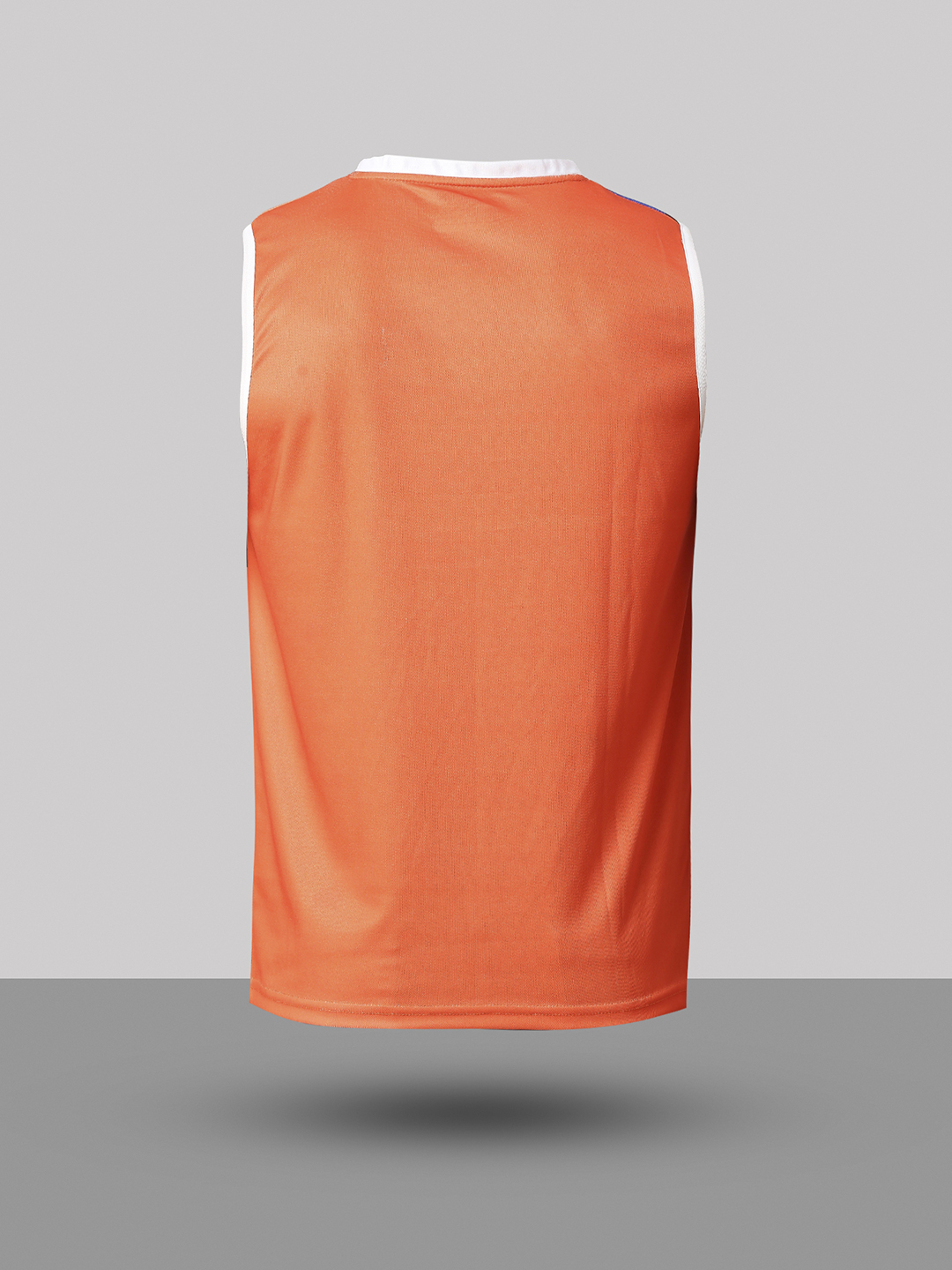 India ICC Men's T20 WC-24 Orange and Blue Printed Sleeveless Round Neck Polyester Sports Vest (6)