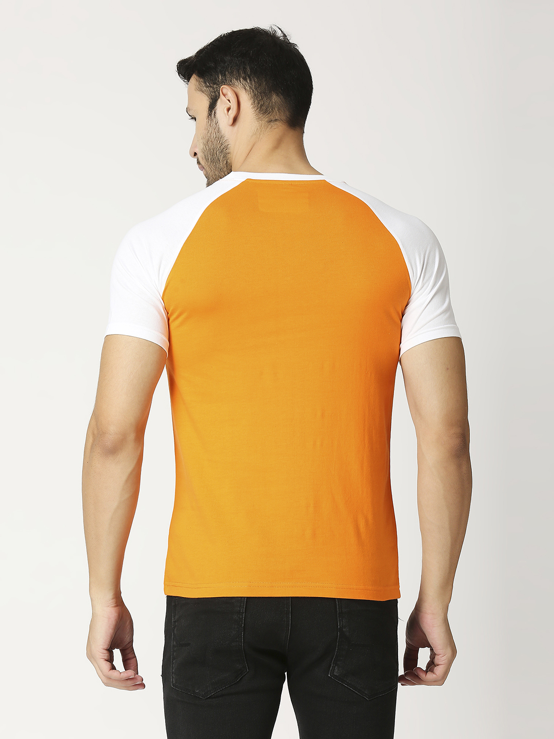 India ICC Men's T20 WC-24 Orange and White Half Sleeves Round Neck Team India Cotton T-Shirt (4)