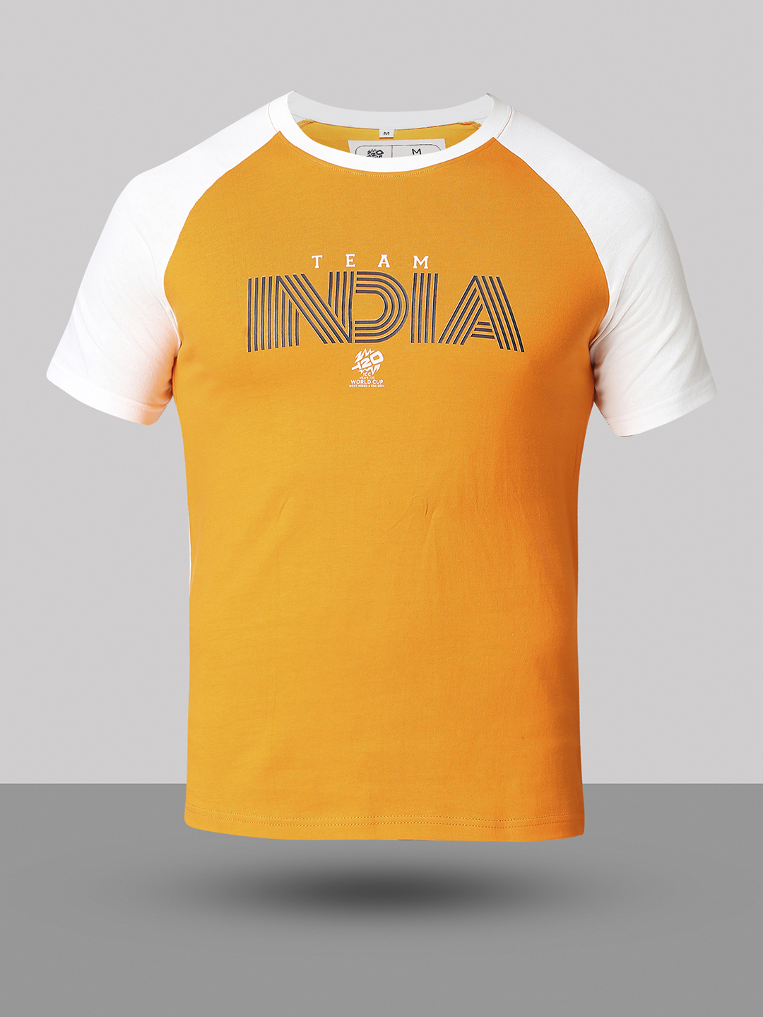 India ICC Men's T20 WC-24 Orange and White Half Sleeves Round Neck Team India Cotton T-Shirt (7)
