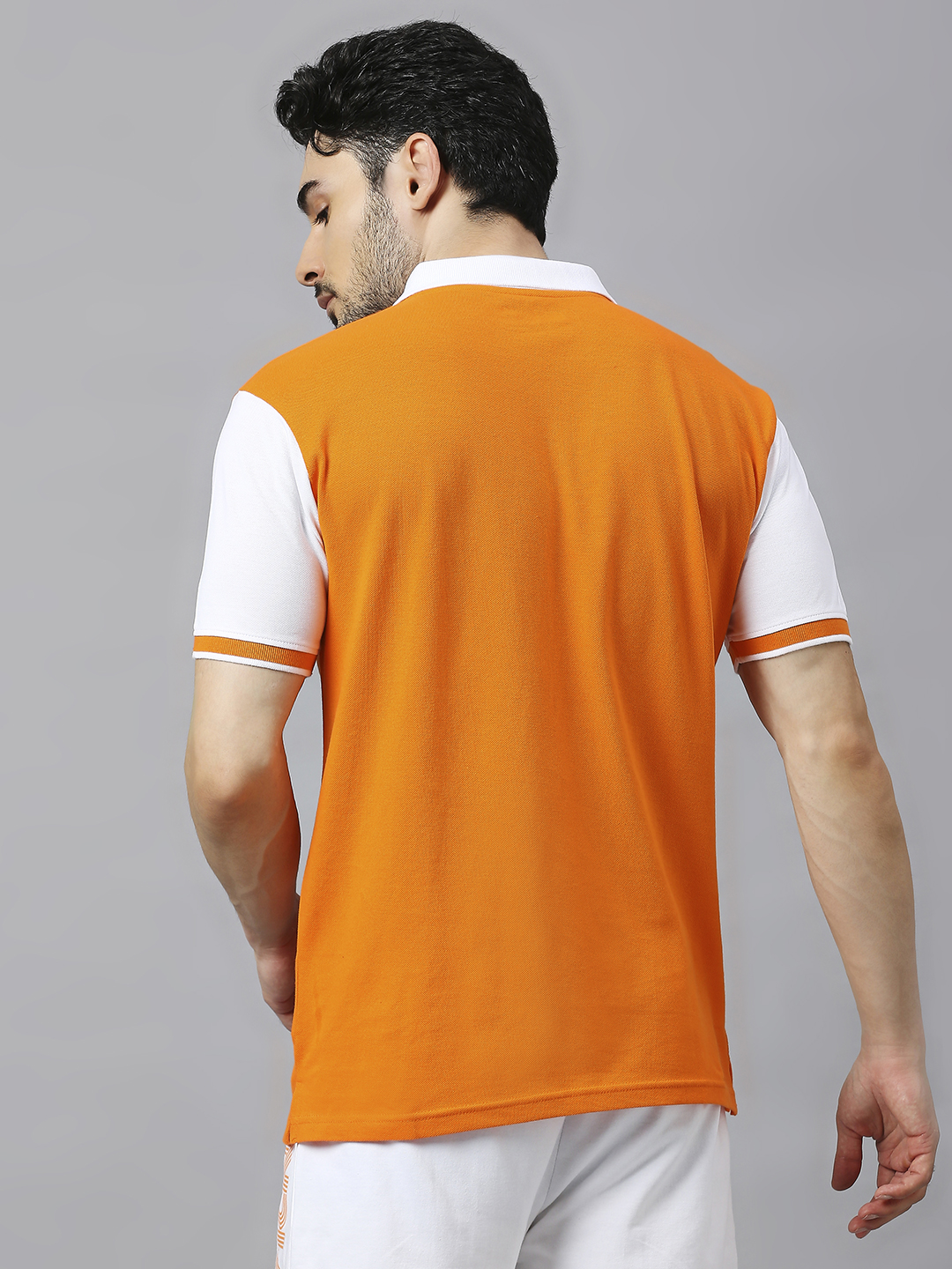 India ICC Men's T20 WC-24 Orange and White Printed Half Sleeves Polo Collar Cotton T-Shirt (4)
