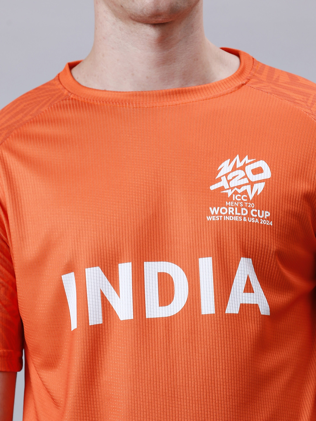 India ICC Men's T20 WC-24 Orange Graphic Printed Half Sleeves Round Neck Polyester T-Shirt (7)