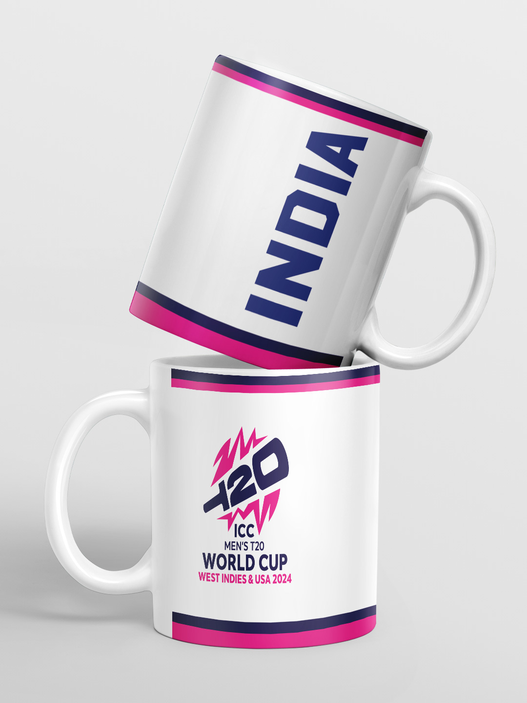 India ICC Men's T20 WC-24 Team India White and Pink Printed Ceramic Mug 325 ML (1)
