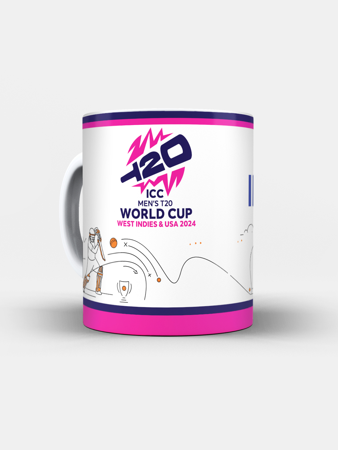 India ICC Men's T20 WC-24 Team India White and Pink Printed Ceramic Playground Mug 325 ML (2)