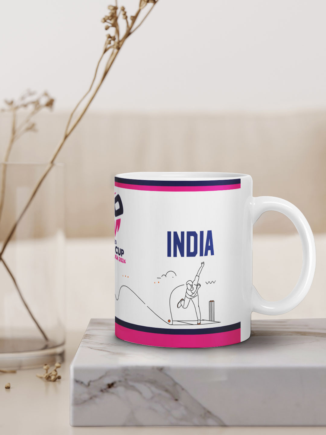 India ICC Men's T20 WC-24 Team India White and Pink Printed Ceramic Playground Mug 325 ML (7)