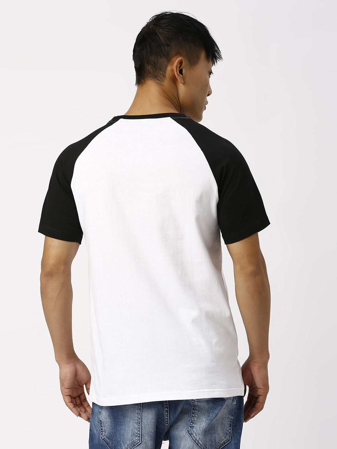 India ICC Men's T20 WC-24 White and Black Half Sleeves Round Neck Raglan Cotton T-Shirt (4)