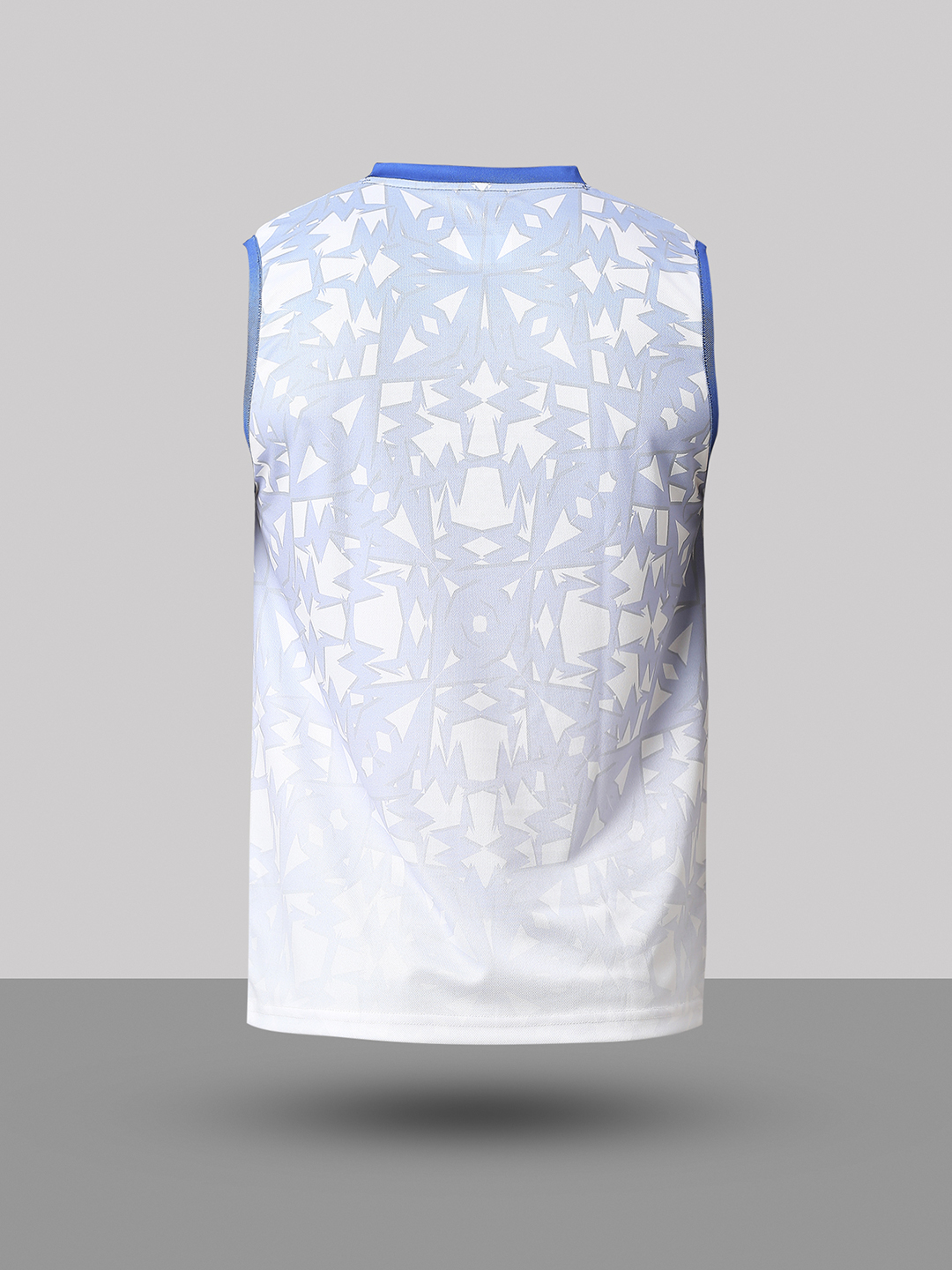 India ICC Men's T20 WC-24 White and Blue All Over Print Sleeveless Round Neck Polyester Sports Vest (8)