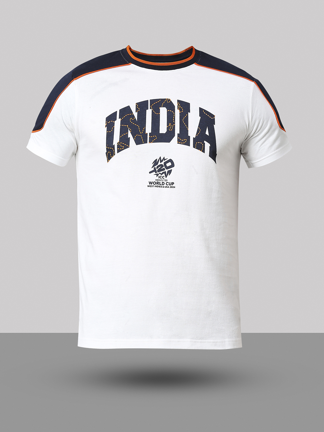 India ICC Men's T20 WC-24 White Typography Half Sleeves Round Neck Cotton T-Shirt (7)