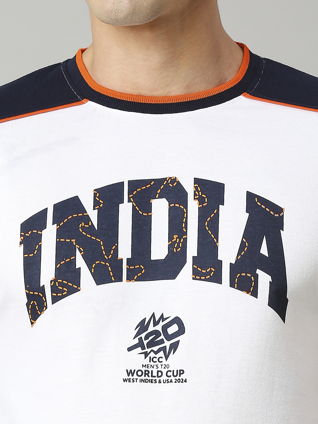 India ICC Men's T20 WC-24 White Typography Half Sleeves Round Neck Cotton T-Shirt (9)