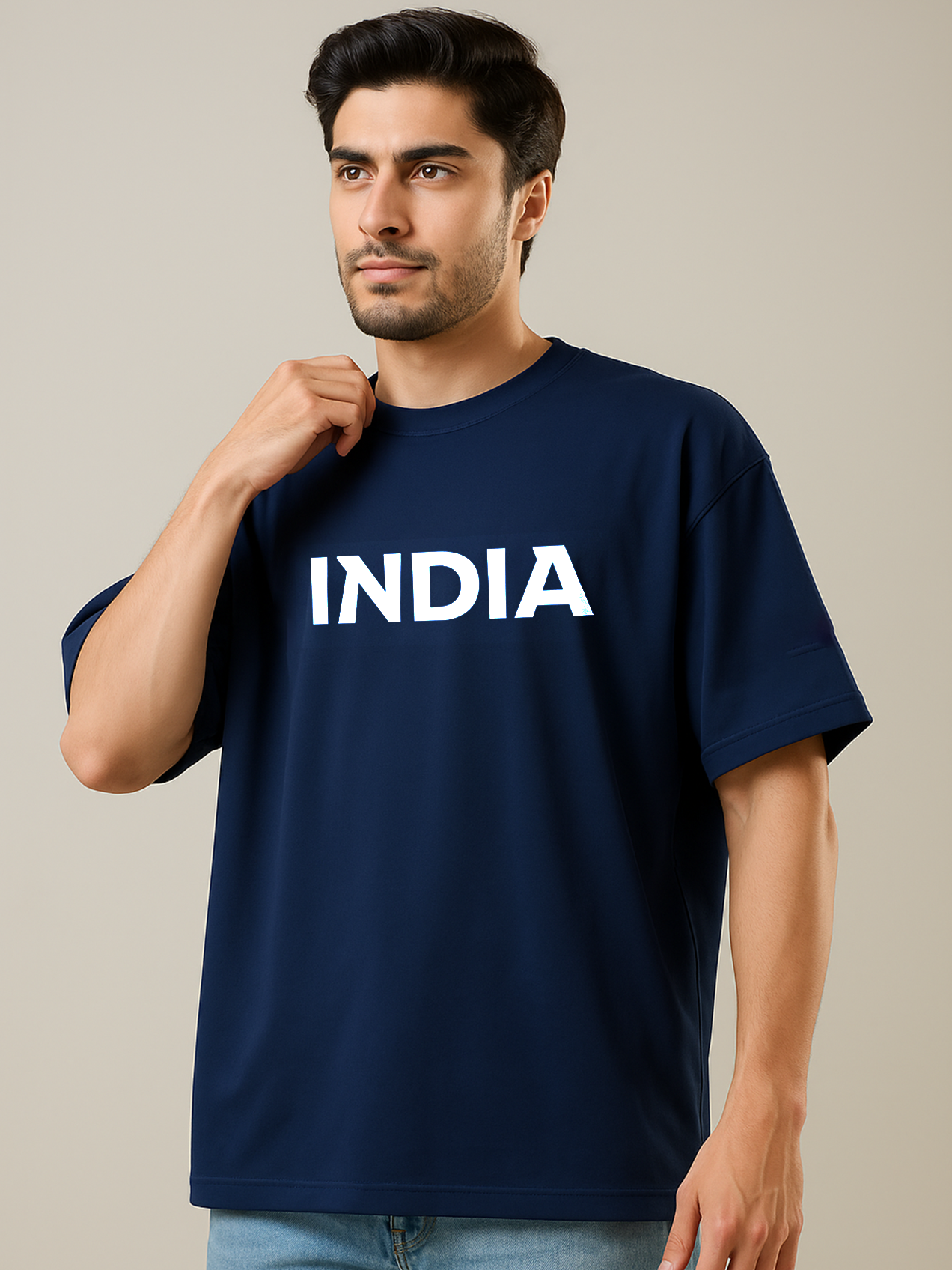 India ICC Women's Cricket World Cup 2025 Unisex Navy Blue Oversized Cotton T-Shirt