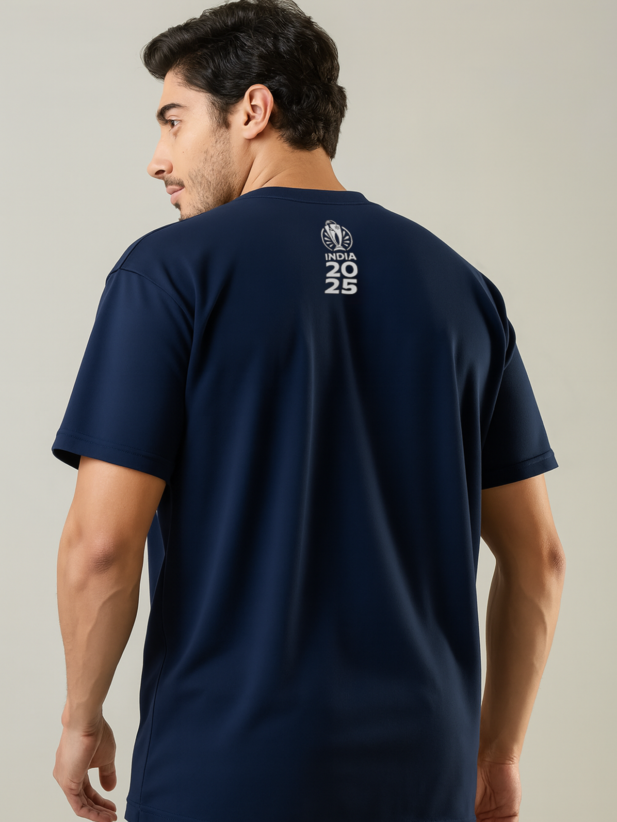 India ICC Women's Cricket World Cup 2025 Unisex Navy Blue Oversized Cotton T-Shirt (2)