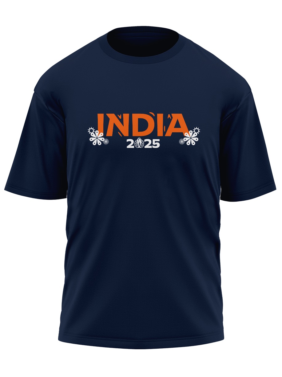 India ICC Women's Cricket World Cup 2025 Unisex Navy Blue Oversized Cotton T-Shirt (3)