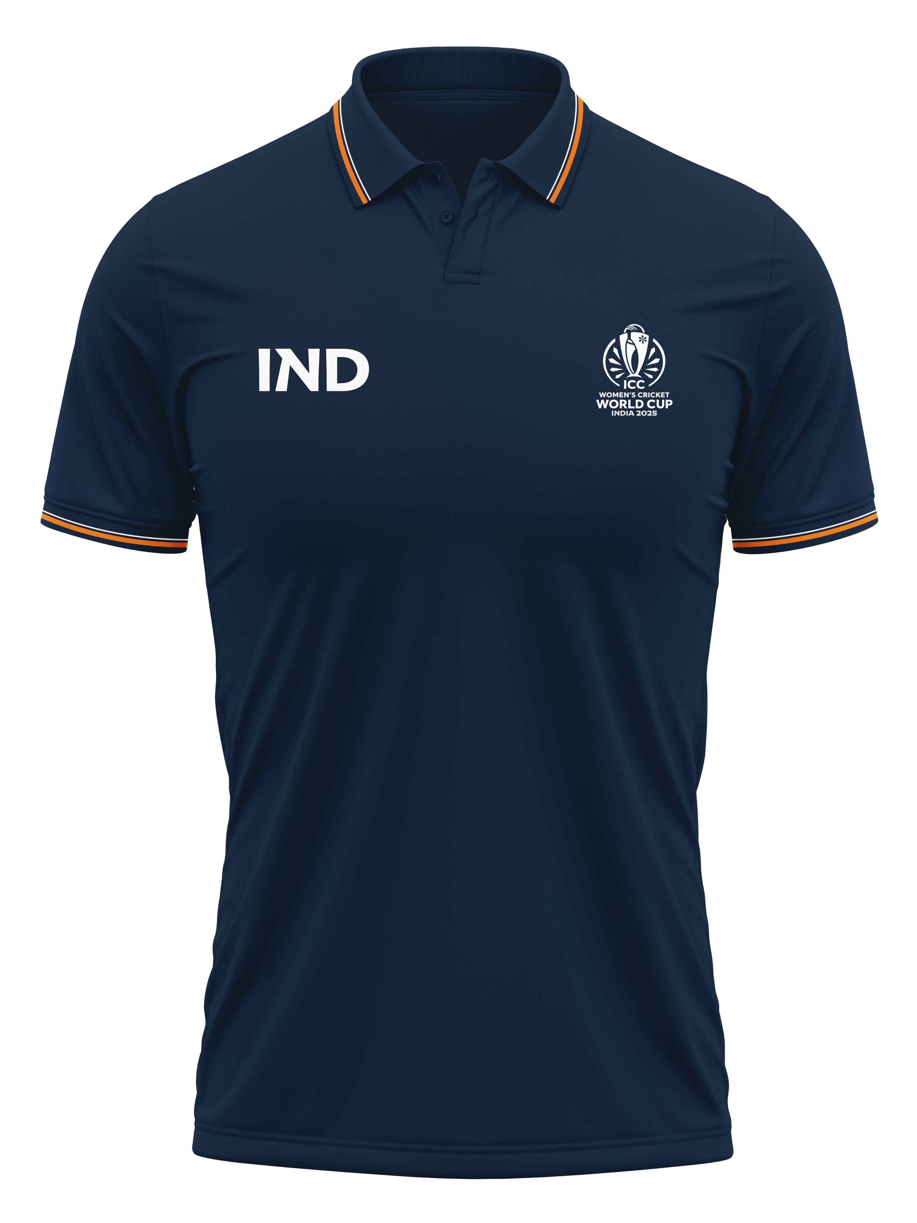 India ICC Women's Cricket World Cup 2025 Unisex Navy Blue Polo Collar Cotton T-Shirt (3)