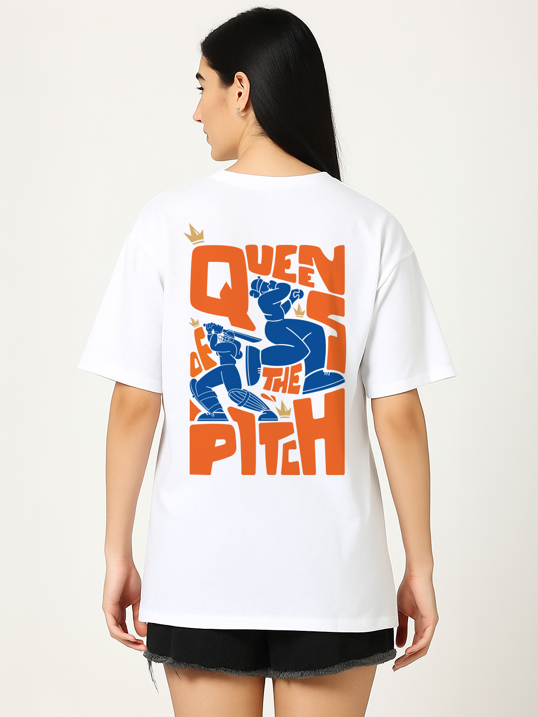 India ICC Women's Cricket World Cup 2025 Unisex Queen's of the Pitch Oversized T-Shirt (2)
