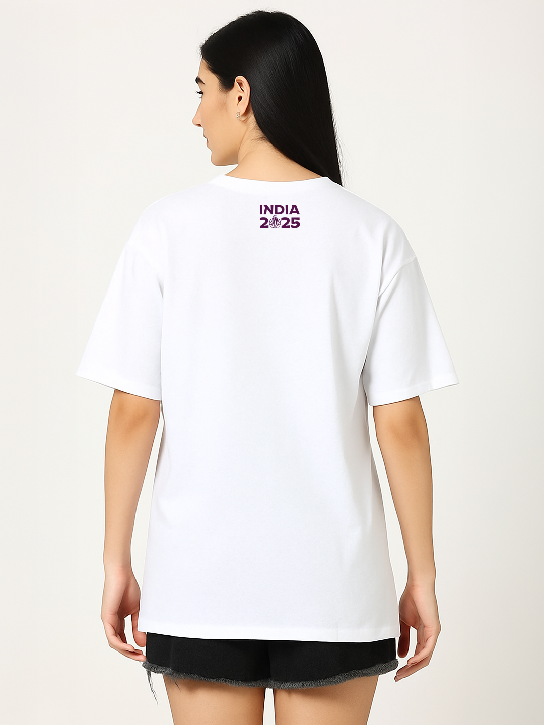 India ICC Women's Cricket World Cup 2025 Unisex White Graphic Printed Oversized Cotton T-Shirt (2)