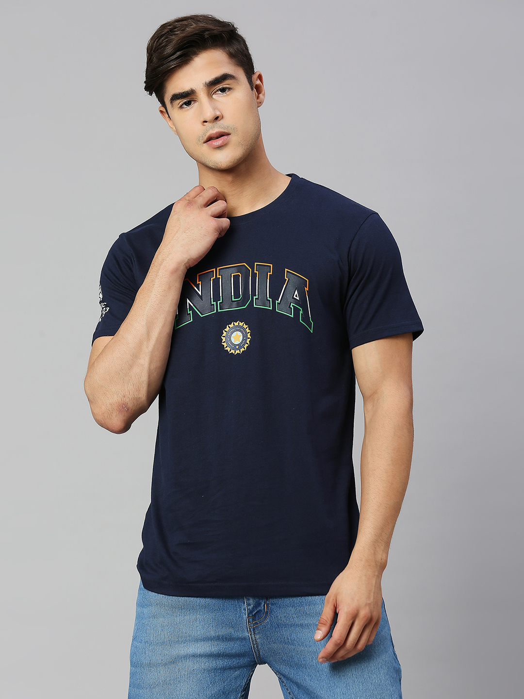 India ICC WTC-23 Half Sleeves Team India Chest Print Round Neck T-shirt (1)