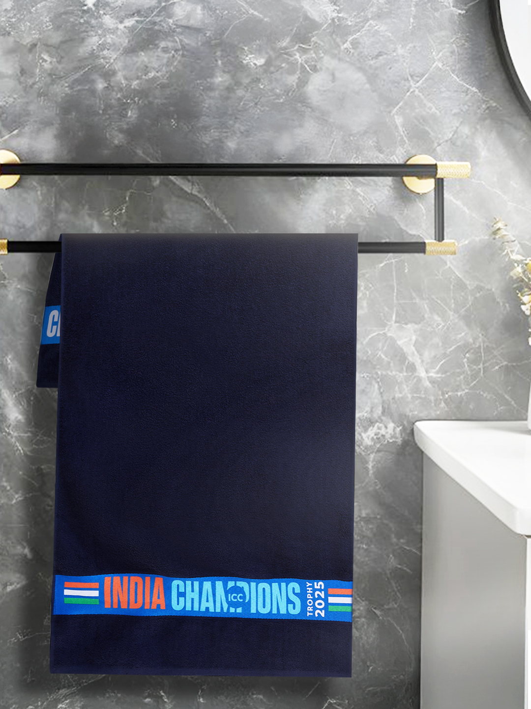 ICC Champions Trophy 2025 - Printed Bath Towel, Premium 100% Cotton Terry Towels, Extra Soft Feel, Super Absorbent, Full