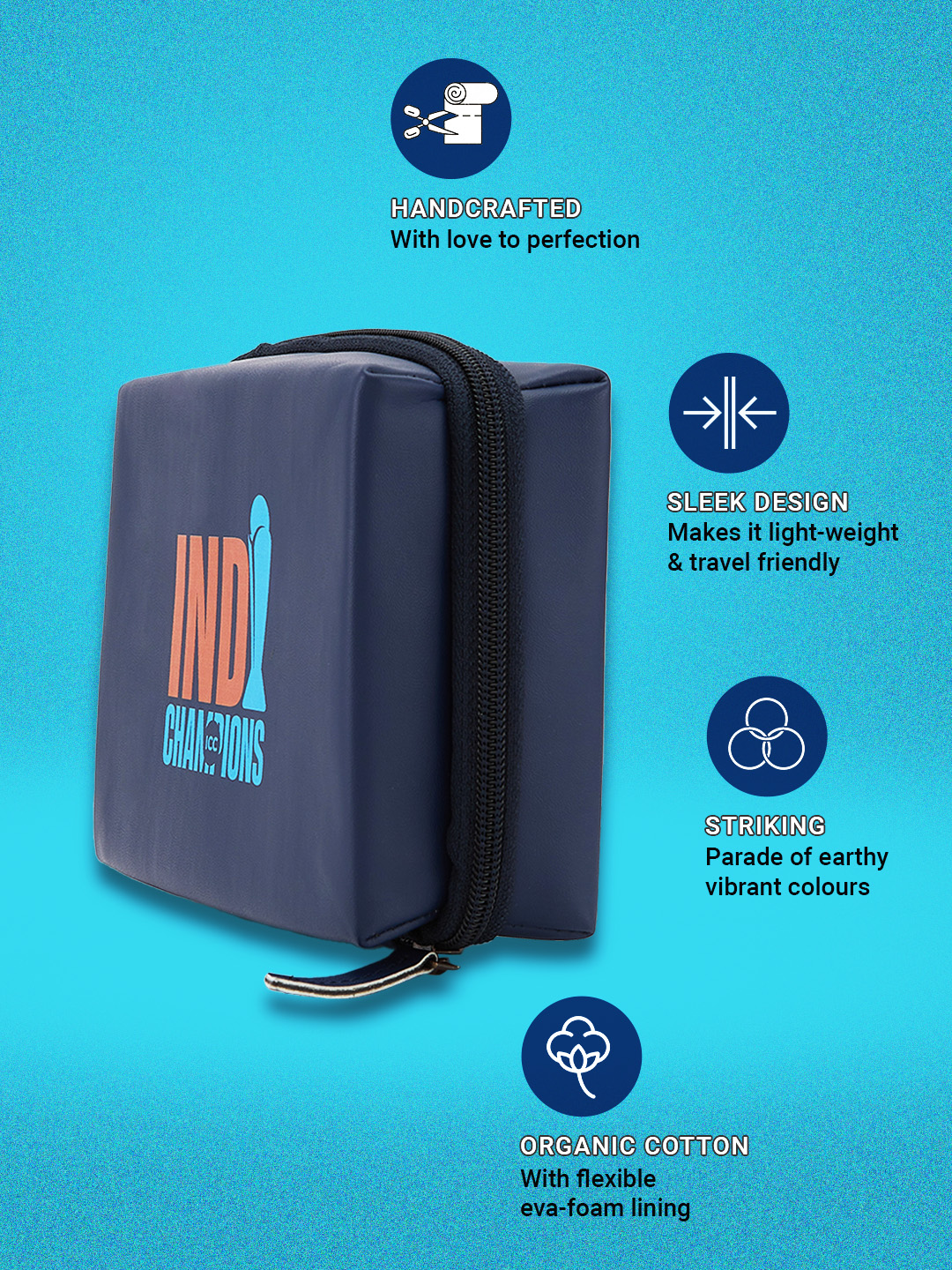 India ICC Champions Trophy 2025 - Portable Pouch for Electronics, Accessories, USB Cables, Power Bank, Gadget Organizer  (5)