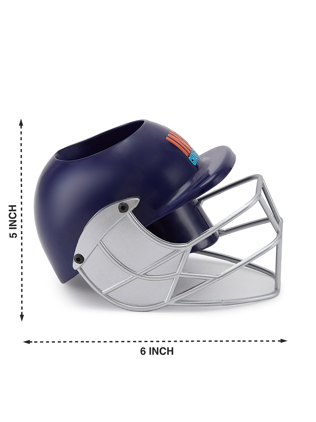 India ICC Champions Trophy 2025 - Helmet Shaped Logo Printed Pen and Pencil Stand, Pen Holder For Office and Home - Blue (10)