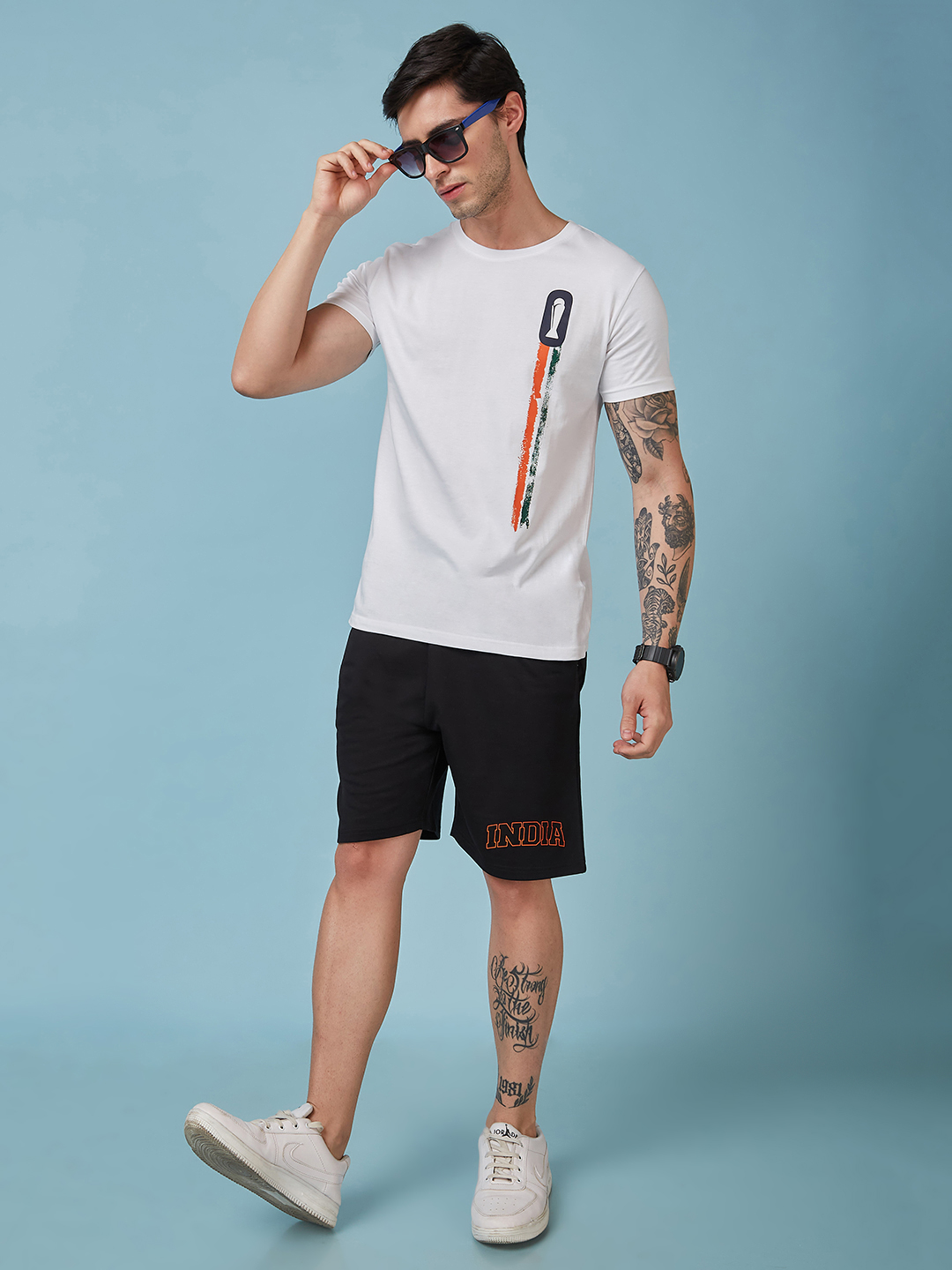 India ICC Champions Trophy 2025 Men Black Logo Printed Mid-Rise Regular Fit Running Shorts (5)
