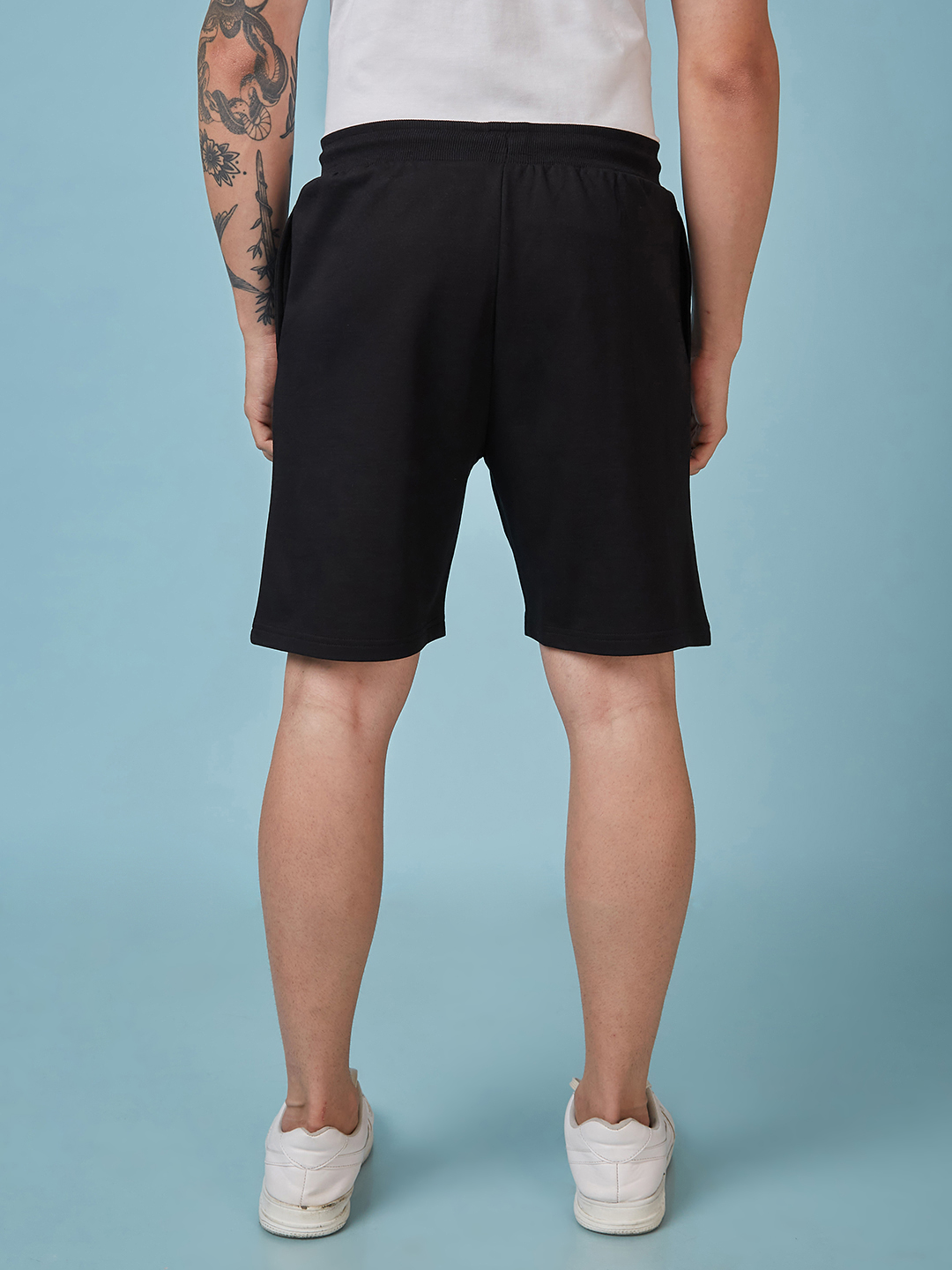India ICC Champions Trophy 2025 Men Black Logo Printed Mid-Rise Regular Fit Running Shorts (3)