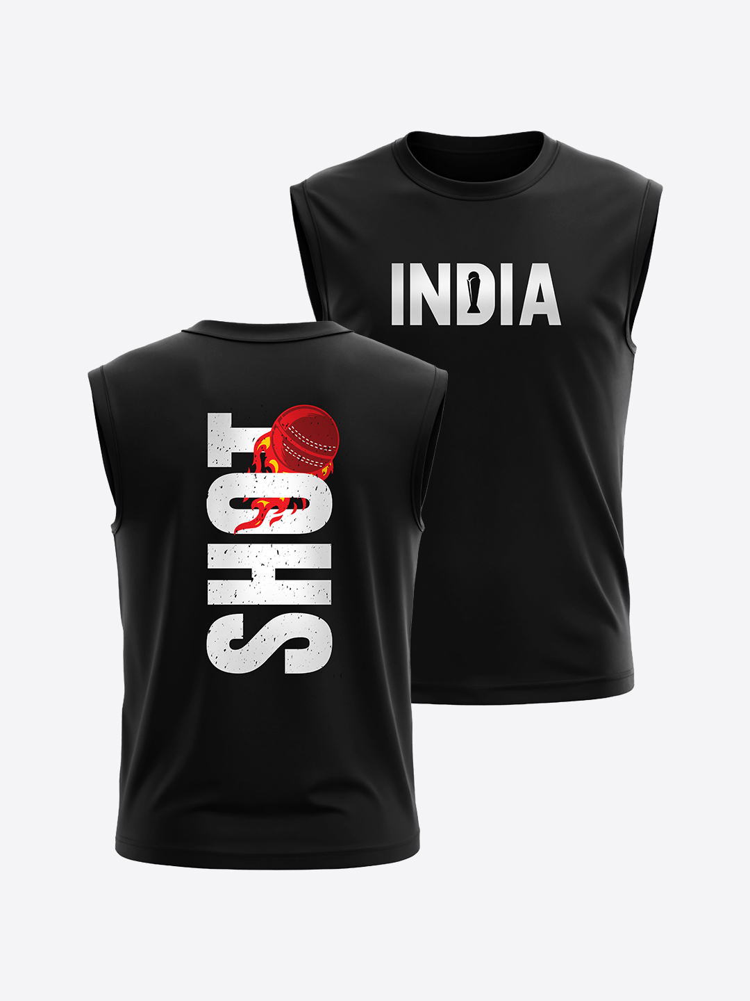 Men Black Printed Sleeveless Round Neck Cotton Vest
