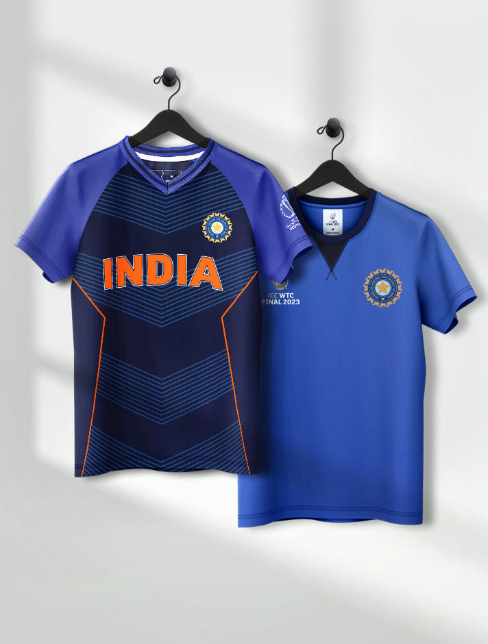 India Men Navy Blue Graphic Printed Half Sleeves T-Shirt - Pack of 2 (2)