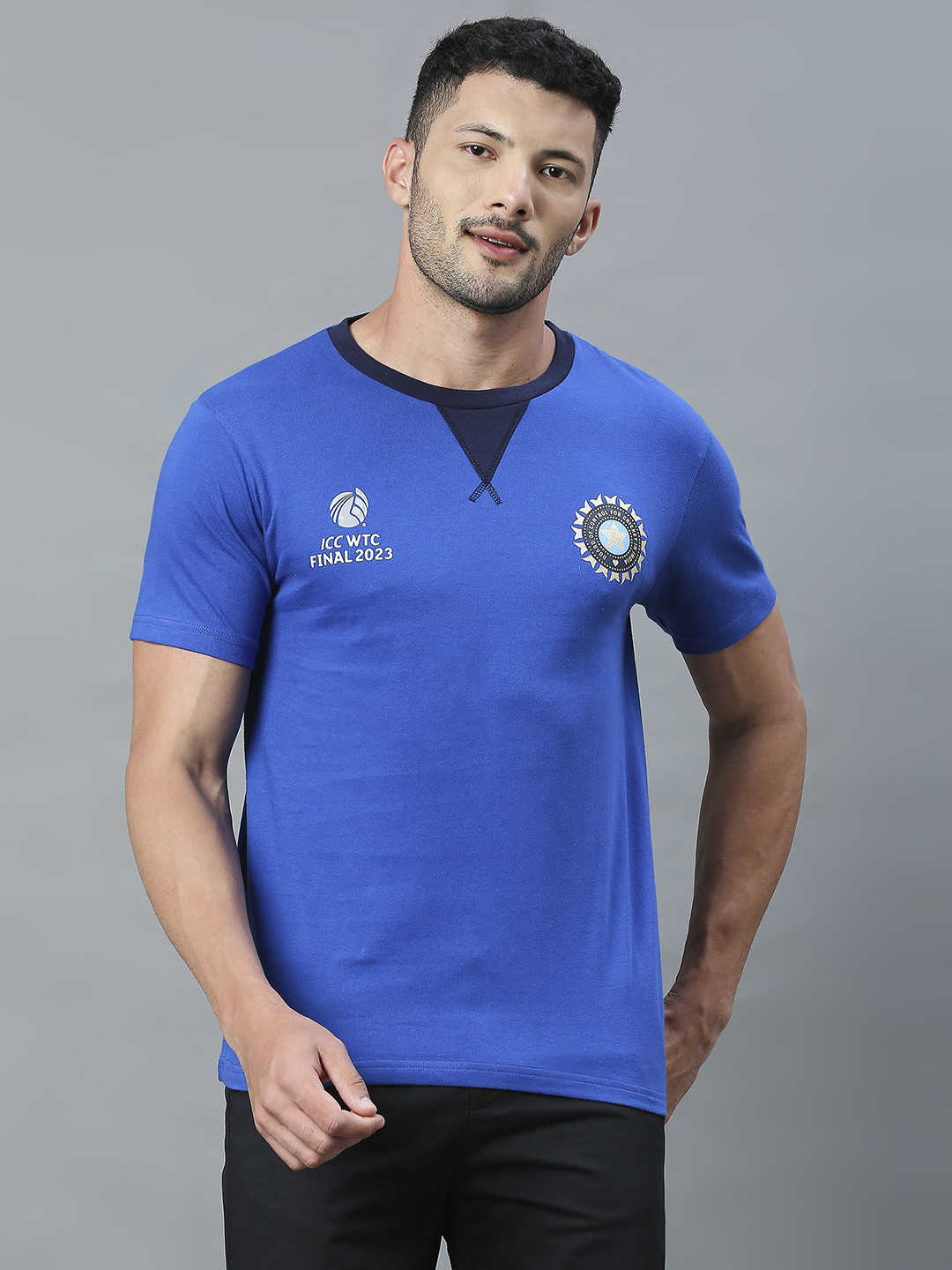 India Men Navy Blue Graphic Printed Half Sleeves T-Shirt - Pack of 2 (3)