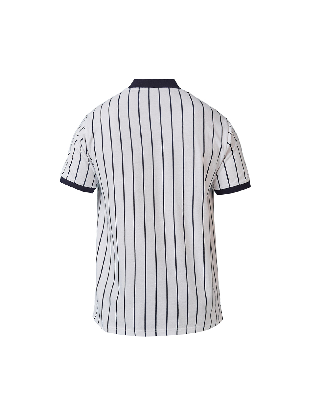 India ICC Champions Trophy 2025 Men White and Navy Blue Striped Half Sleeves Mandarin Collar Cotton T-Shirt (8)