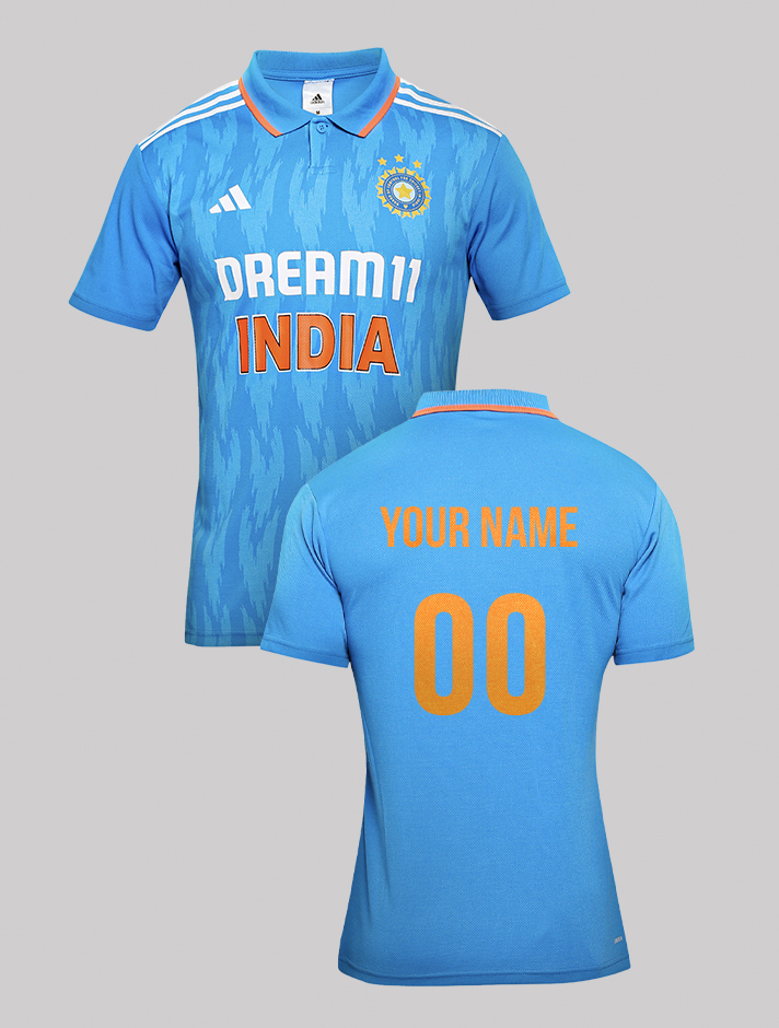 Buy Official ICC CWC 23 Men India Cricket ODI Fan Printed Half Sleeves Polo Collar Customised Jersey From Fancode Shop