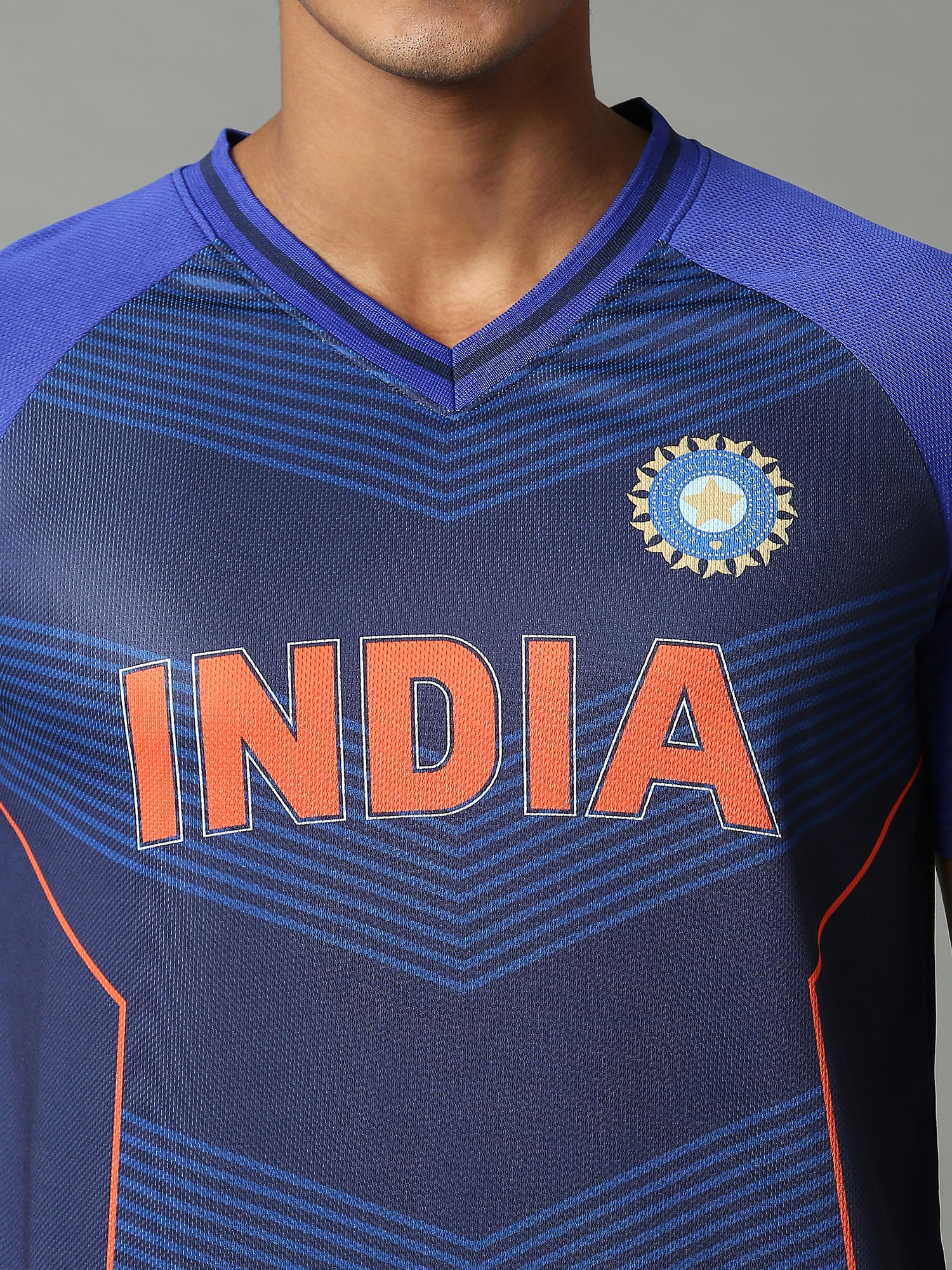 India Official ICC CWC-23 Men Navy Blue Printed V-Neck T-Shirts (5)