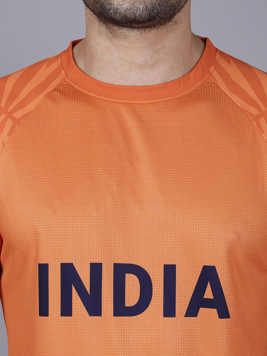 India Orange Graphic Printed Half Sleeves Round Neck Polyester T-Shirt (5)