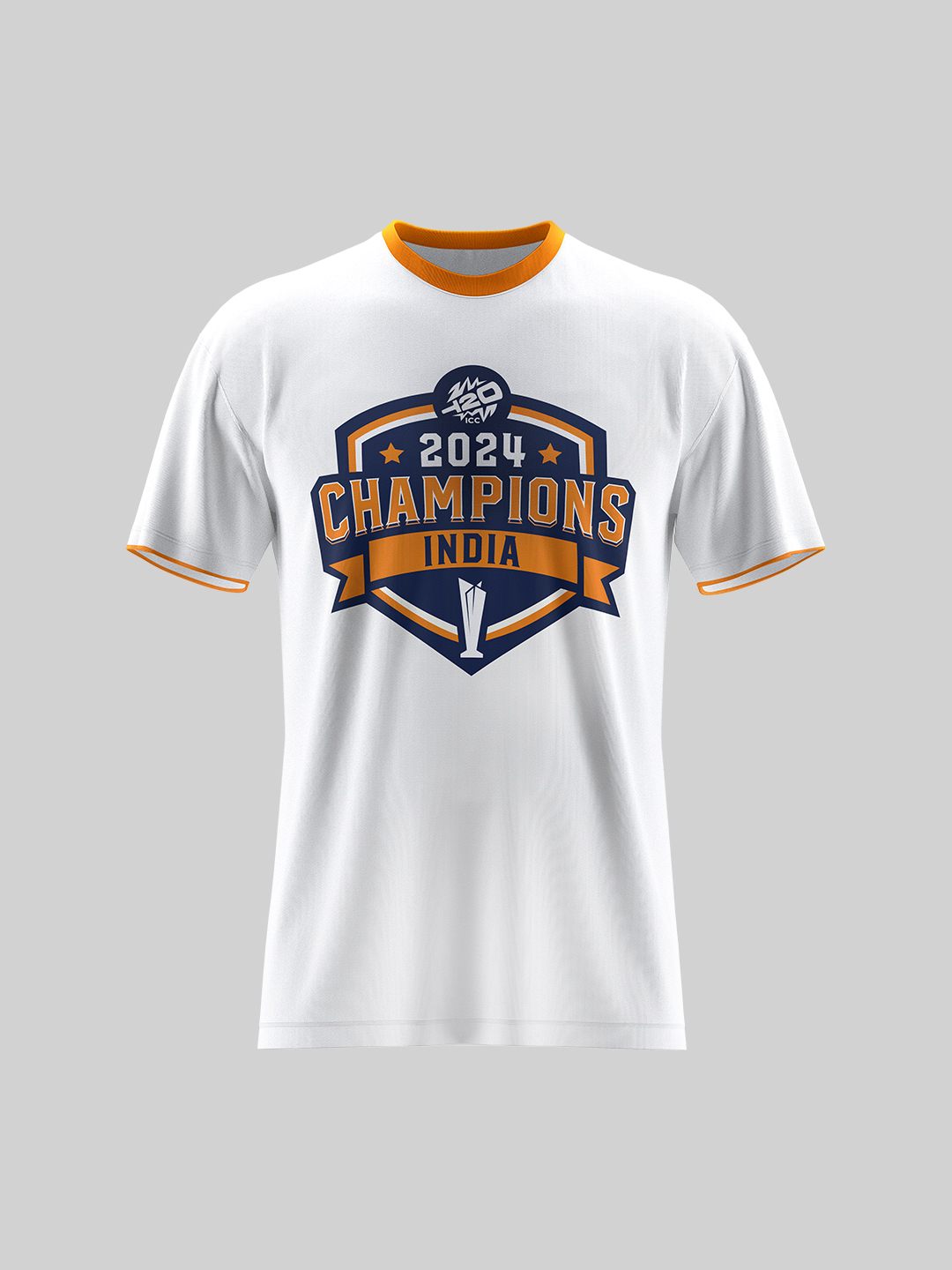 India T20 World Cup Champions Half Sleeves White Printed Cotton T-Shirt (1)