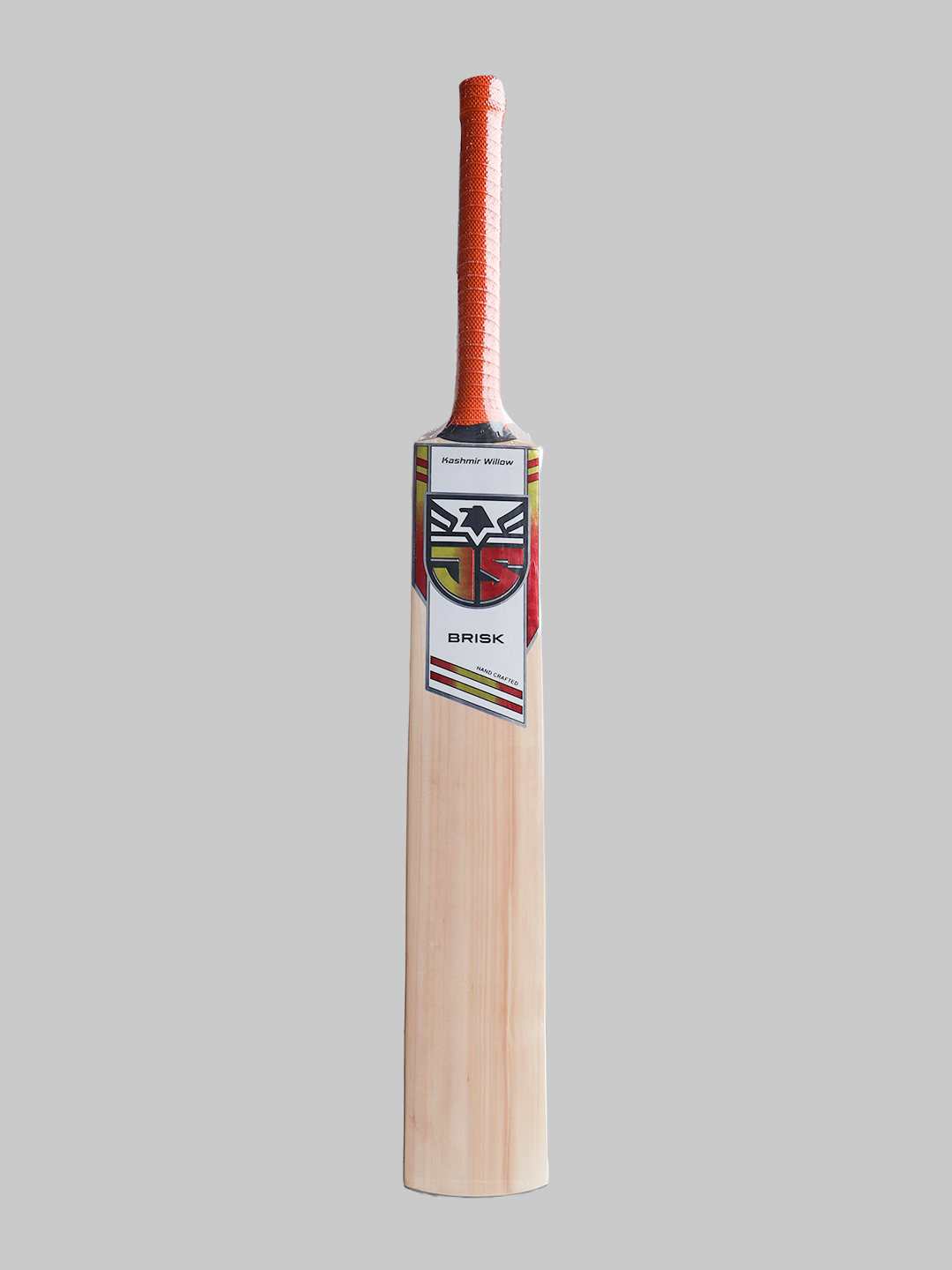 Brisk 1 Premium Hand Selected Kashmir Willow Cricket Bat - Red/Yellow