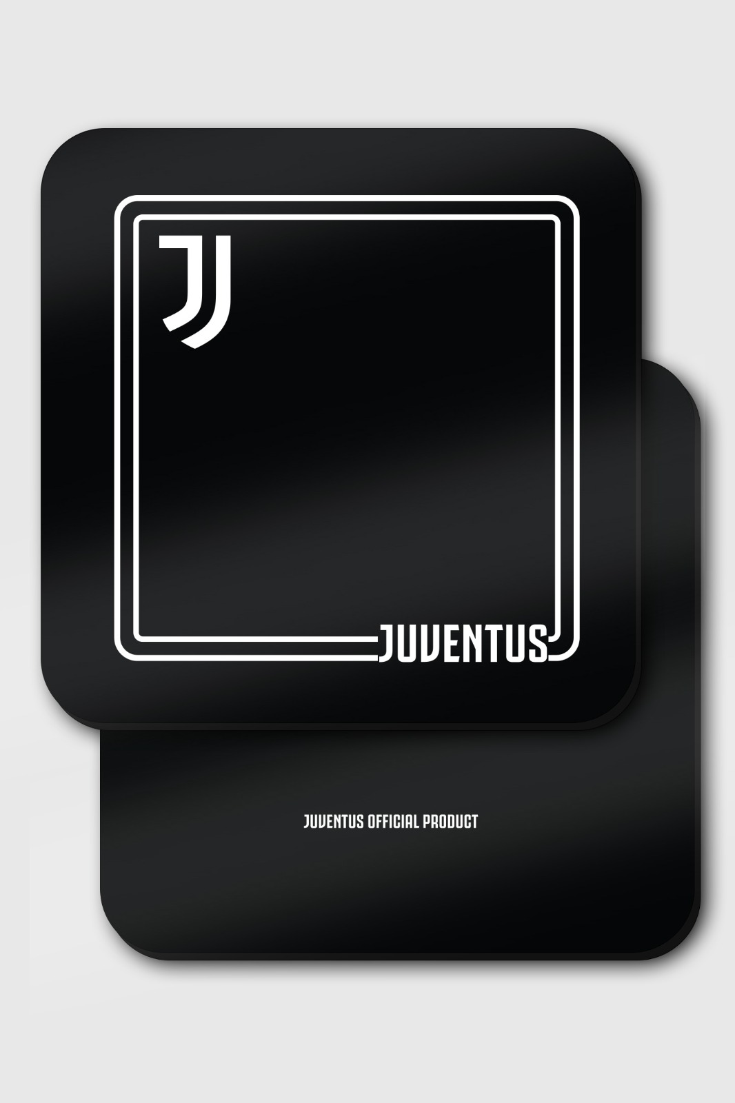Juventus F.C. Black Printed Square Plastic  Coaster (Pack of 4) (2)