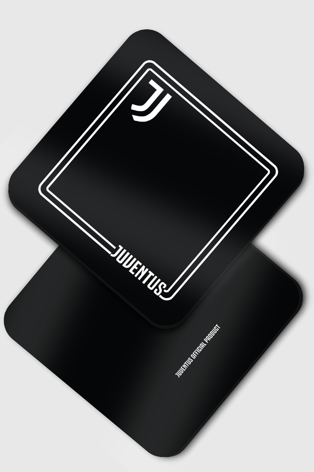 Juventus F.C. Black Printed Square Plastic  Coaster (Pack of 4) (4)