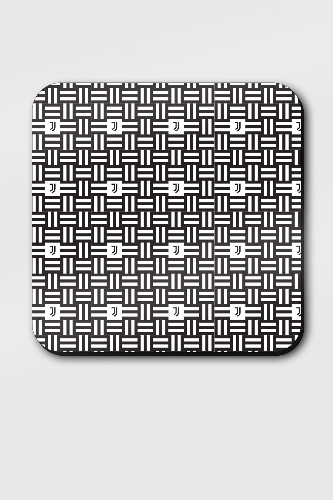 Black Printed Square Plastic  Coaster (Pack of 4)