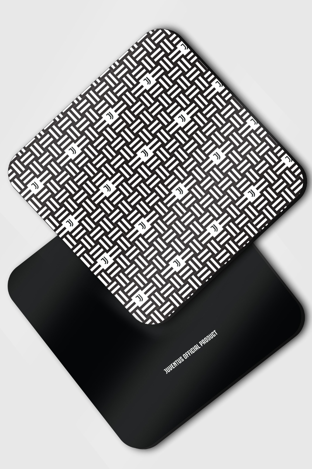 Juventus F.C. Black Printed Square Plastic  Coaster (Pack of 4) (4)