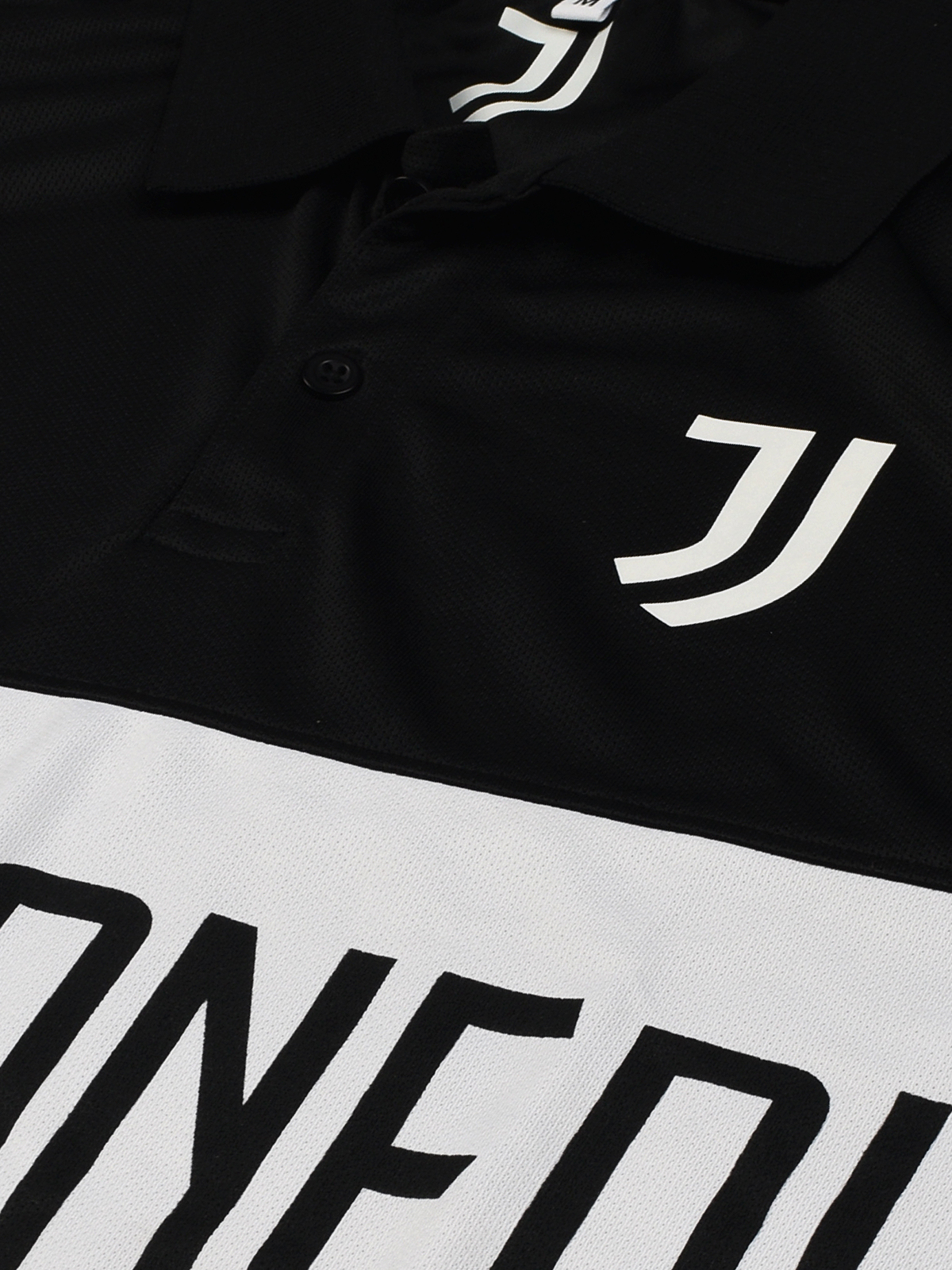 Juventus F.C. Men Black and White Colourblocked Half Sleeves Polo Collar Polyester T-Shirt (3)