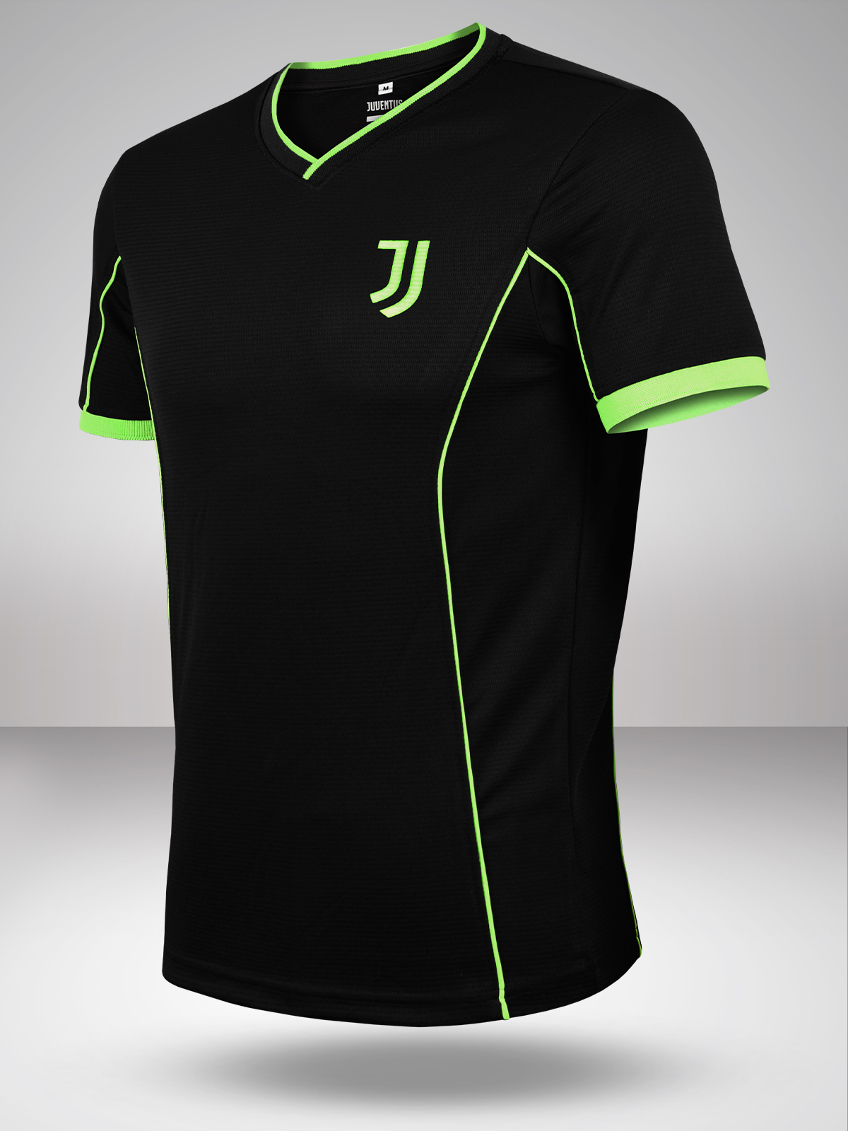 Men Black Printed Half Sleeves V-Neck Sports Core Polyester T-Shirt