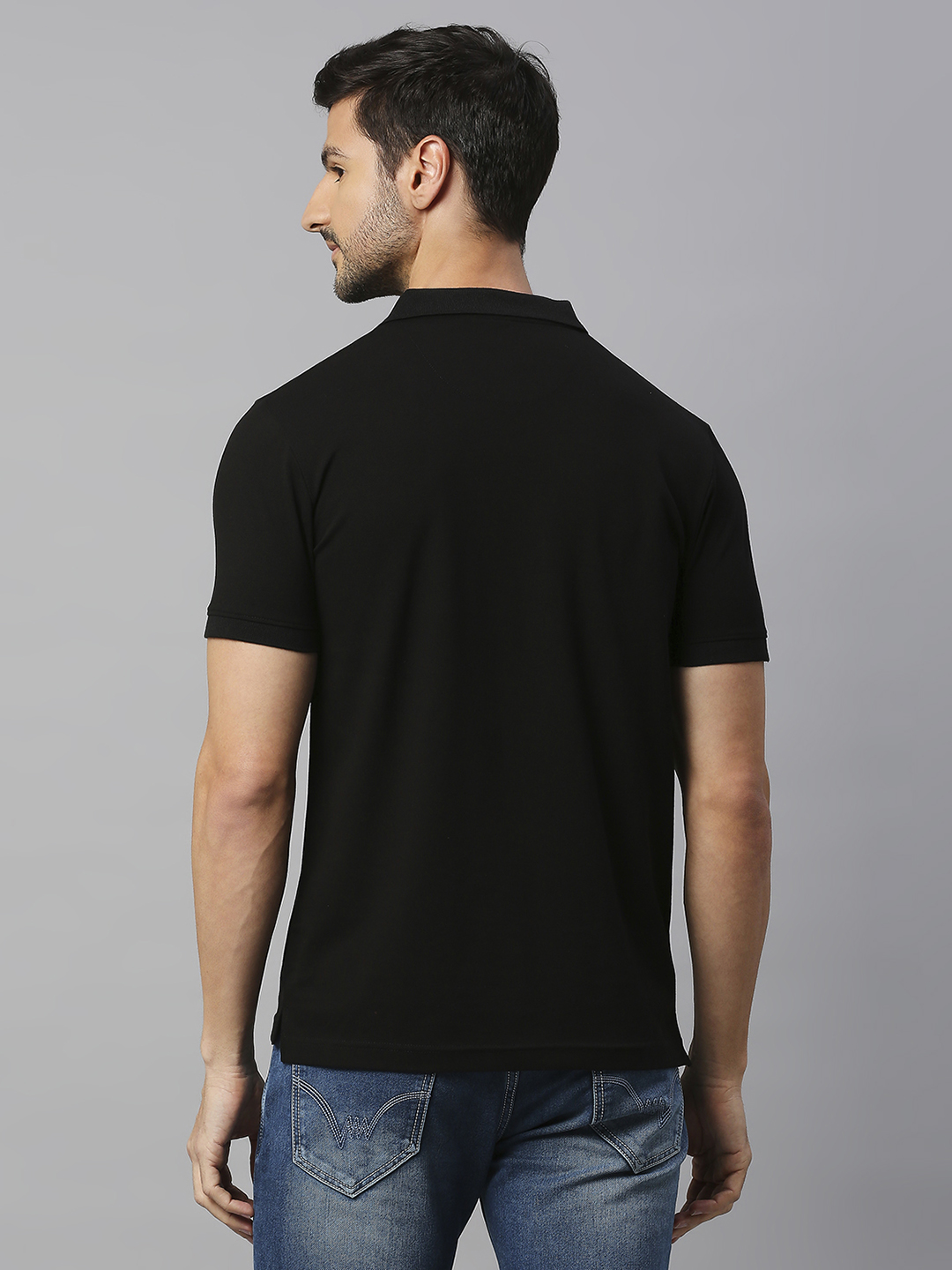 Juventus F.C. Men Black Printed Short Sleeves Solid Polo Neck Cotton T-shirt (2)
