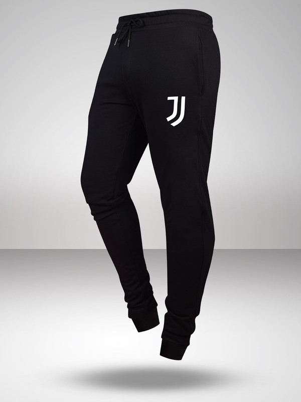 Juventus F.C. Men Black Solid Mid-Rise Cotton Regular Fit Training Joggers (1)