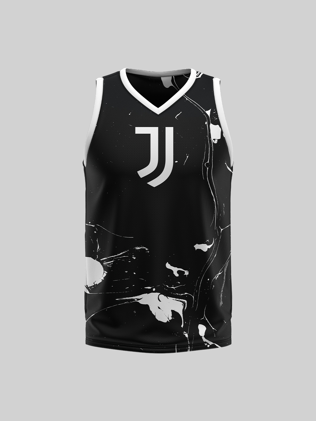 Men Black V-Neck AOP Logo Polyester Vest