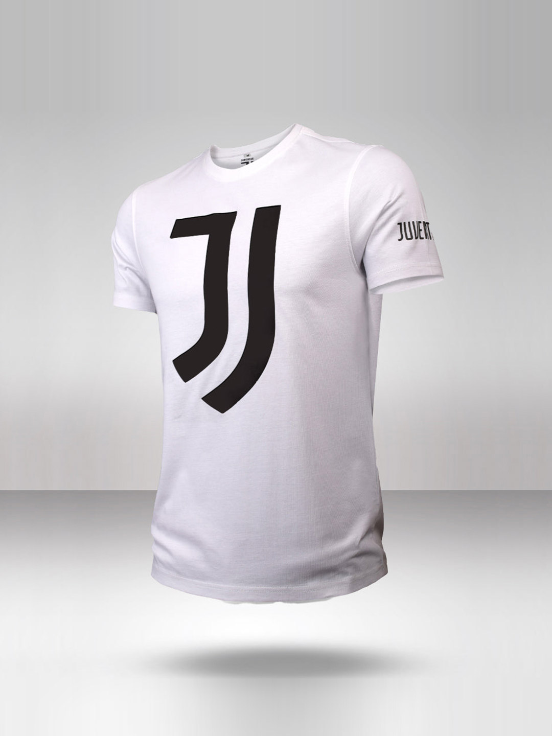 Juventus F.C. Men White and Black Logo Print Half Sleeves Round Neck Signature Cotton T-Shirt (1)