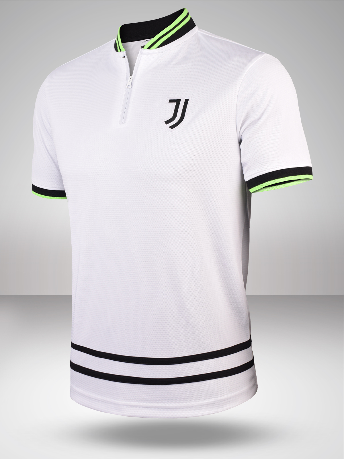 Men White Logo Printed Half Sleeves Henley Neck Polyester T-Shirt